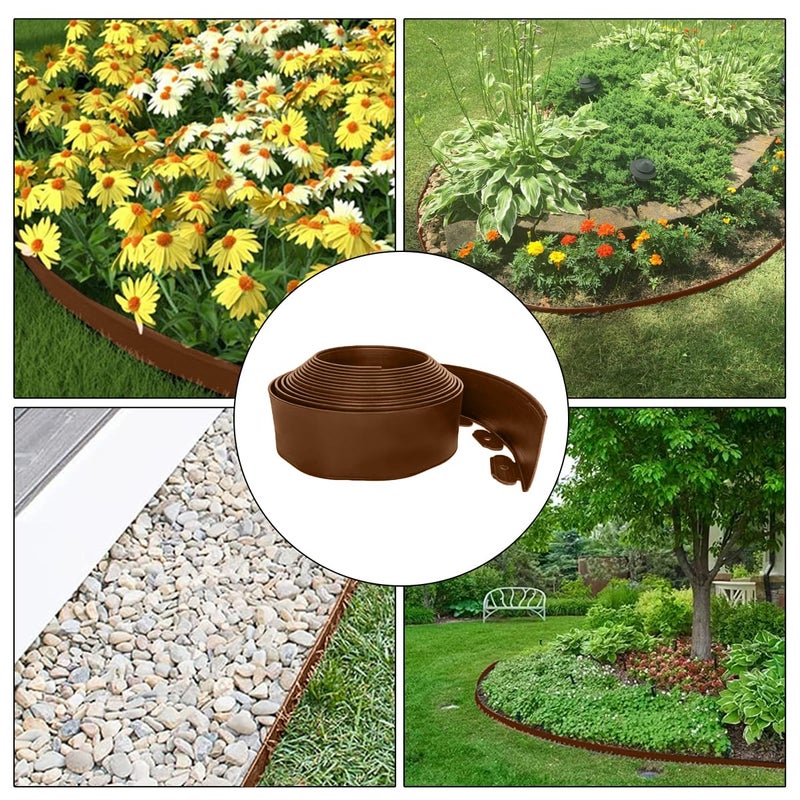 maebeacae 33FT No Dig Landscape Edging  4 in Tall Flexible Garden Edging Borders Lawn Edging with 30 Spikes Plastic Edging Border for Garden  Flower Beds  Pavement-Brown - Image 5